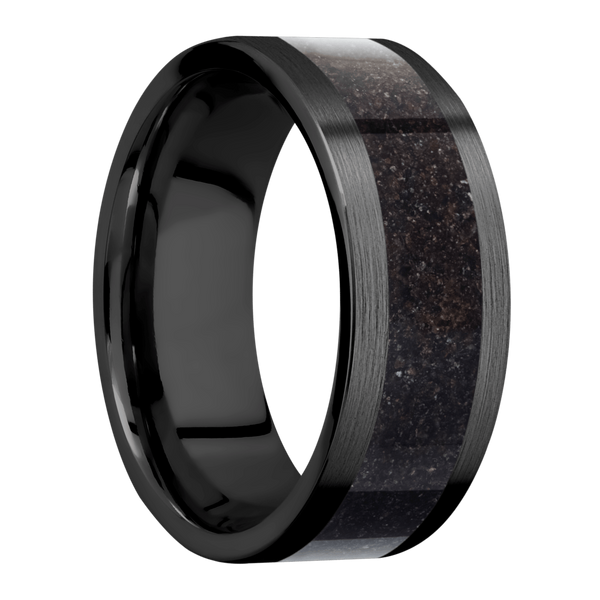 Black Zirconium Men's Ring with Dinosaur Bone