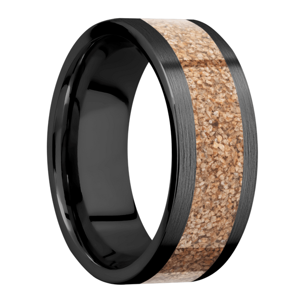 Black Zirconium Men's Ring with Dinosaur Bone