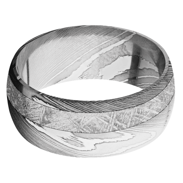 Damascus Steel Men's Ring with Gibeon Meteorite Damascus Steel Men's Wedding Band