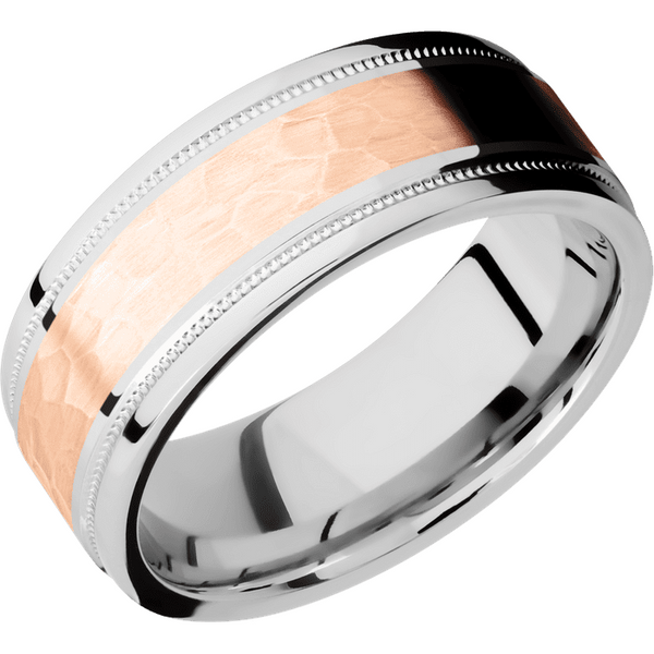 Cobalt Chrome Men's Ring with 14K Rose Gold 14K Gold Men's Wedding Band