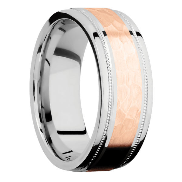 Cobalt Chrome Men's Ring with 14K Rose Gold 14K Gold Men's Wedding Band