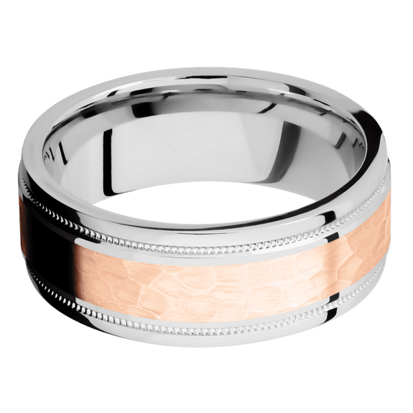 Cobalt Chrome Men's Ring with 14K Rose Gold 14K Gold Men's Wedding Band