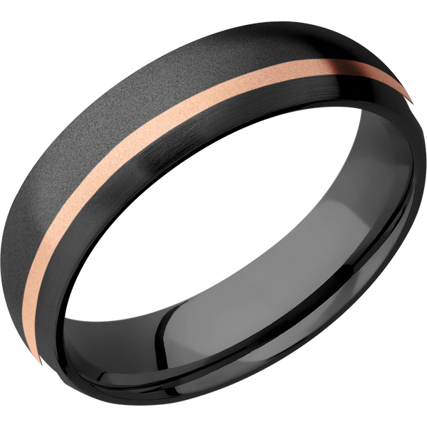 Black Zirconium Men's Ring with 14K Yellow Gold Narrow Rings Men's Wedding Band