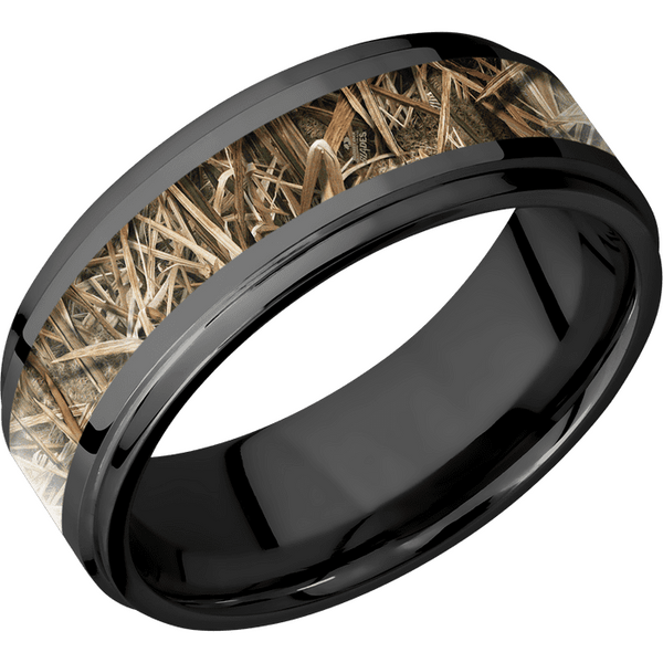 Black Zirconium Men's Ring with Mossy Oak Camo Black Zirconium Men's Wedding Band