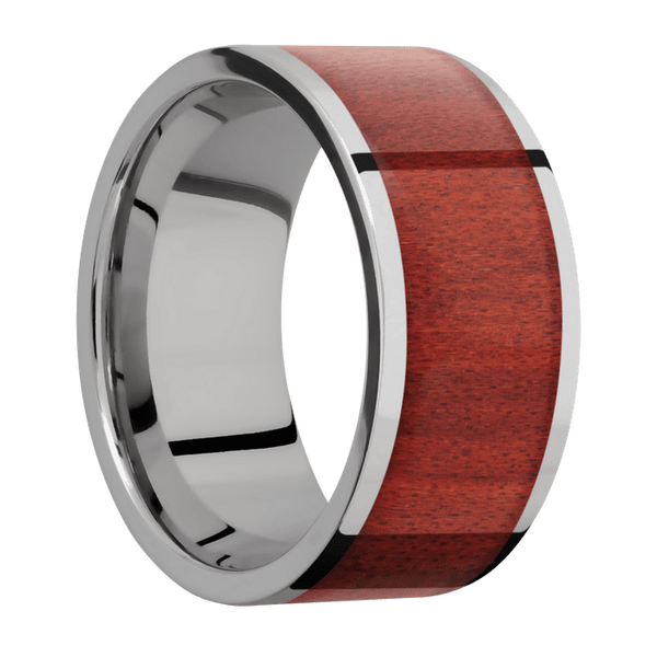 Titanium Men's Ring with Red Heart Wood Wood Men's Wedding Band