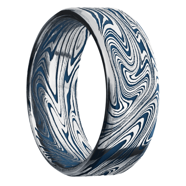 Damascus Steel Men's Ring with Cerakote