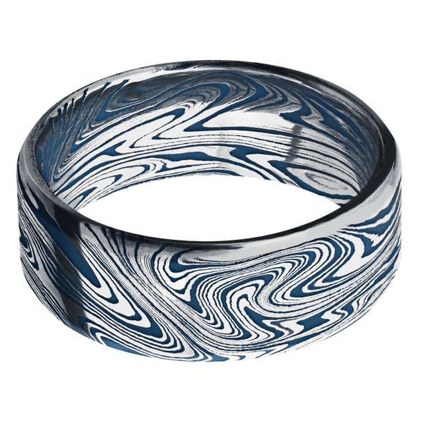 Damascus Steel Men's Ring with Cerakote