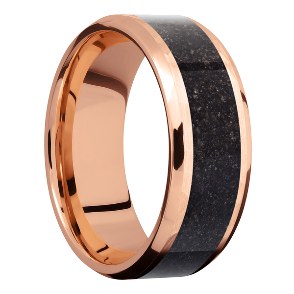 14K Rose Gold Men's Ring with Dinosaur Bone Dinosaur Bone Men's Wedding Band