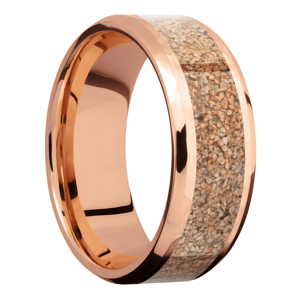 14K Rose Gold Men's Ring with Dinosaur Bone Dinosaur Bone Men's Wedding Band