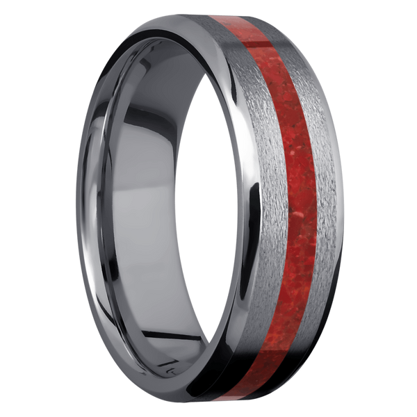 Tantalum Men's Ring with Lapis Lazuli Thin Blue Line Rings Men's Wedding Band