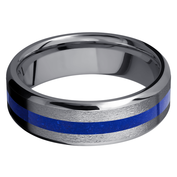 Tantalum Men's Ring with Lapis Lazuli Thin Blue Line Rings Men's Wedding Band
