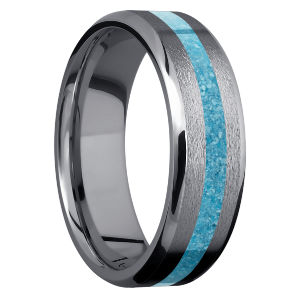 Tantalum Men's Ring with Lapis Lazuli Thin Blue Line Rings Men's Wedding Band