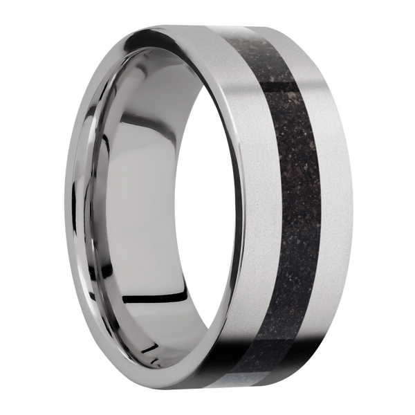 Titanium Men's Ring with Dinosaur Bone Dinosaur Bone Men's Wedding Band
