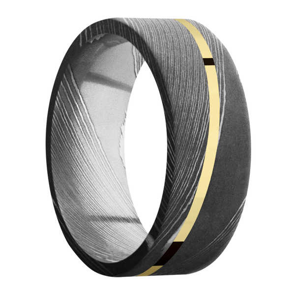 Damascus Steel Men's Ring with 14K Rose Gold Damascus Steel Men's Wedding Band