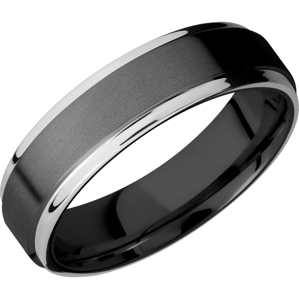 Black Zirconium Men's Ring with 14K Yellow Gold Narrow Rings Men's Wedding Band