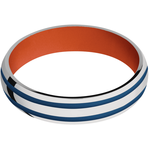 Palladium Silver + Polish Finish + Hunter Orange All Rings Men's Wedding Band