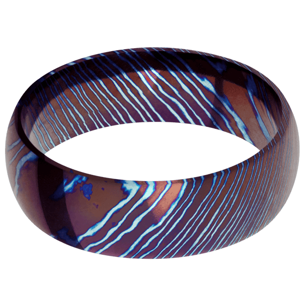 Titanium Damascus + Polish Finish All Rings Men's Wedding Band