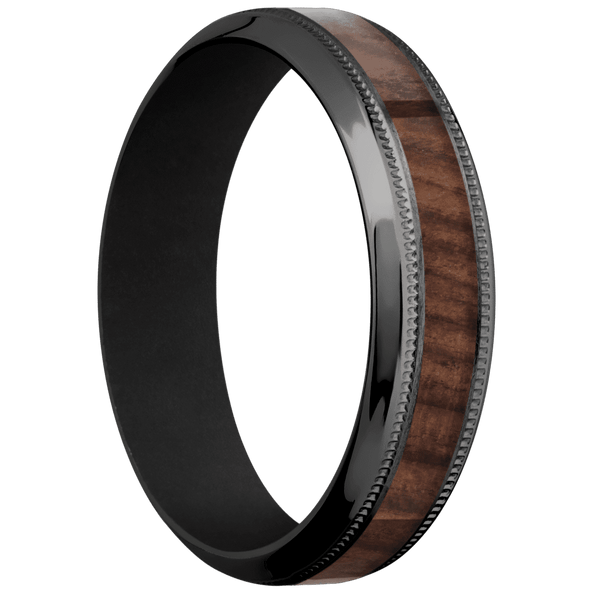 Zirconium + Treebarkh , Polish Finish + Black All Rings Men's Wedding Band