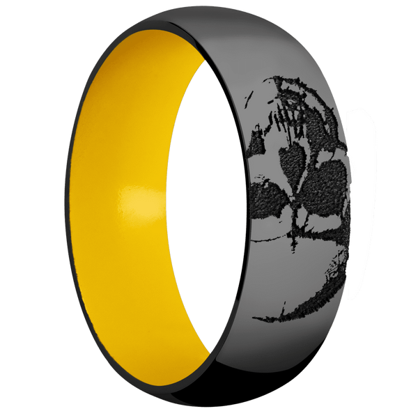 Zirconium + Polish Finish + Corvette Yellow (Gloss) All Rings Men's Wedding Band
