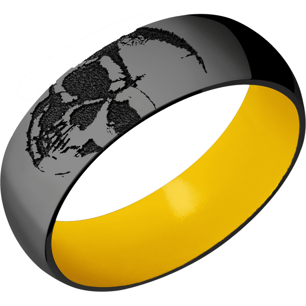 Zirconium + Polish Finish + Corvette Yellow (Gloss) All Rings Men's Wedding Band