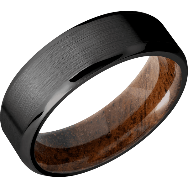 Zirconium + Satin , Polish Finish + Koa Included in Sale Pricing Men's Wedding Band