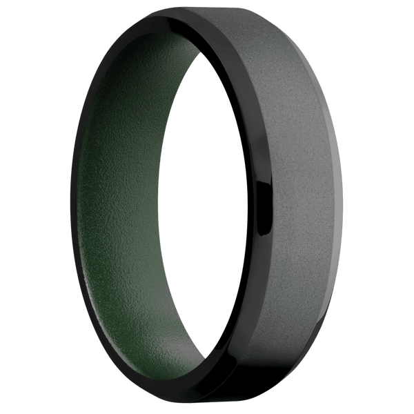 Zirconium + Bead , Polish Finish + Highland Green Included in Sale Pricing Men's Wedding Band