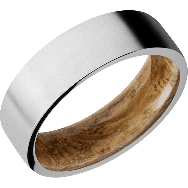 Platinum + Bead Finish + Whiskey Barrel All Rings Men's Wedding Band