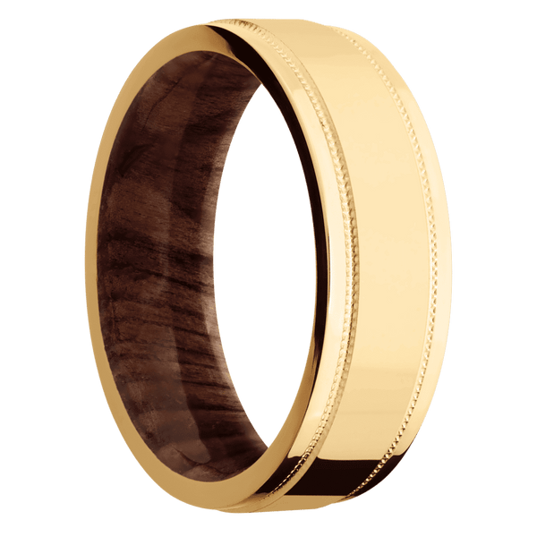 14K Yellow Gold + Polish , Polish Finish + Sequoia All Rings Men's Wedding Band