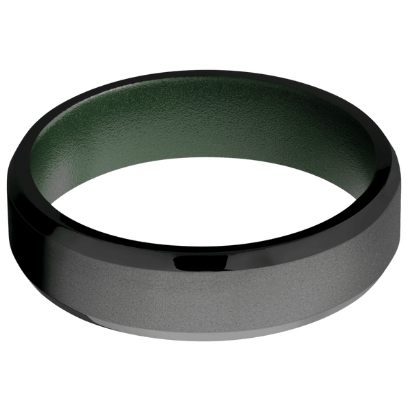 Zirconium + Bead , Polish Finish + Highland Green Included in Sale Pricing Men's Wedding Band