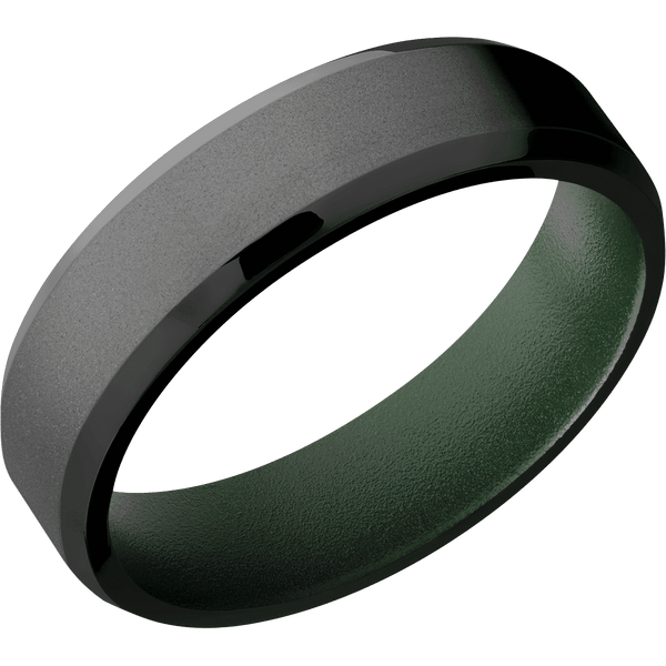 Zirconium + Bead , Polish Finish + Highland Green Included in Sale Pricing Men's Wedding Band
