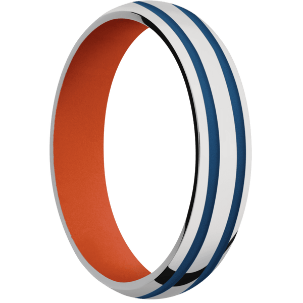 Palladium Silver + Polish Finish + Hunter Orange All Rings Men's Wedding Band