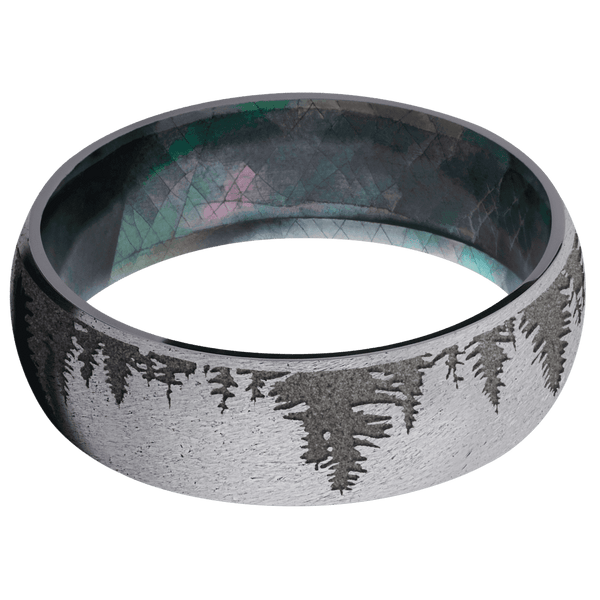 Tantalum + Stone Finish + Black Mother of Pearl All Rings Men's Wedding Band