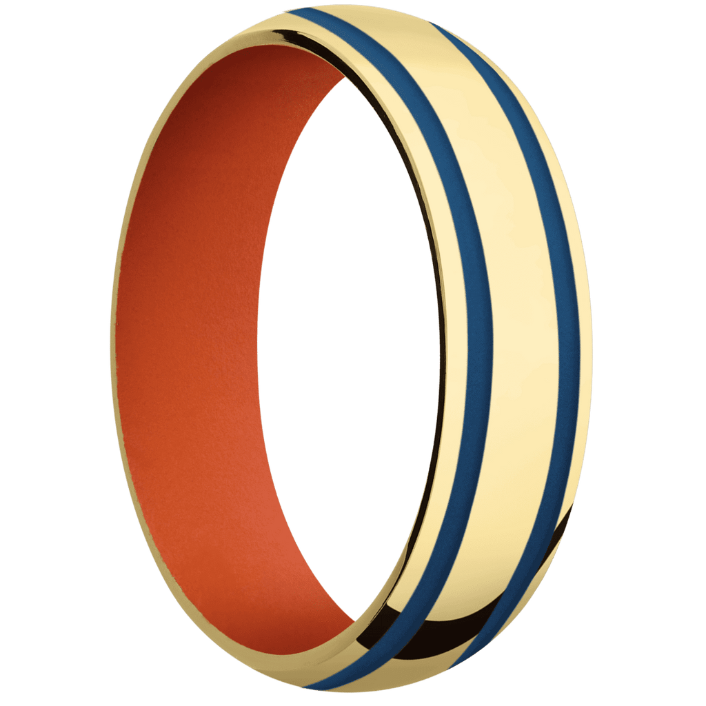 14K Yellow Gold + Polish Finish + Hunter Orange
