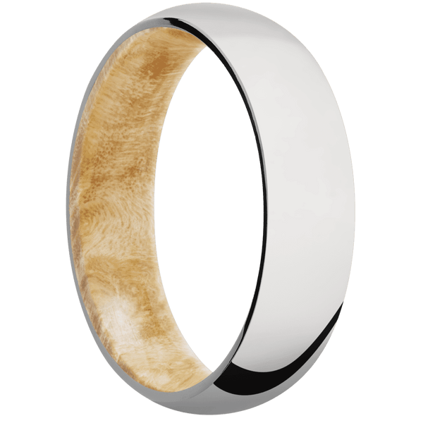 Platinum + Polish Finish + Boxelder Burl All Rings Men's Wedding Band