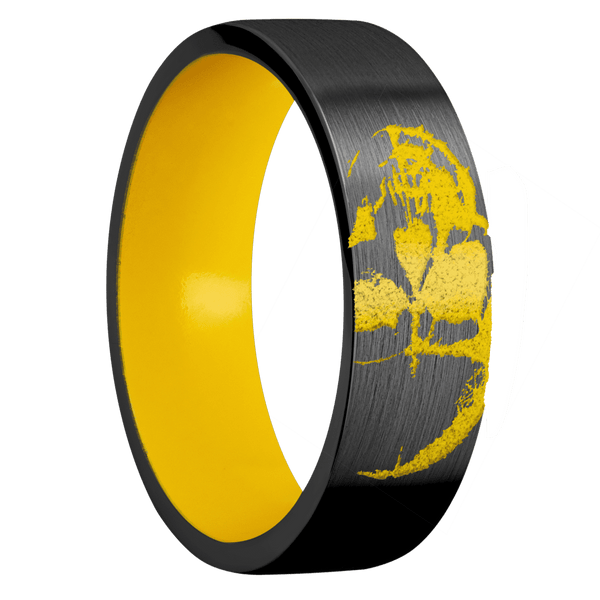 Zirconium + Satin Finish + Corvette Yellow (Gloss) All Rings Men's Wedding Band