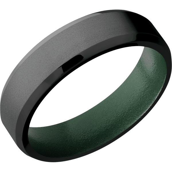 Zirconium + Bead , Polish Finish + Eastern Green Included in Sale Pricing Men's Wedding Band