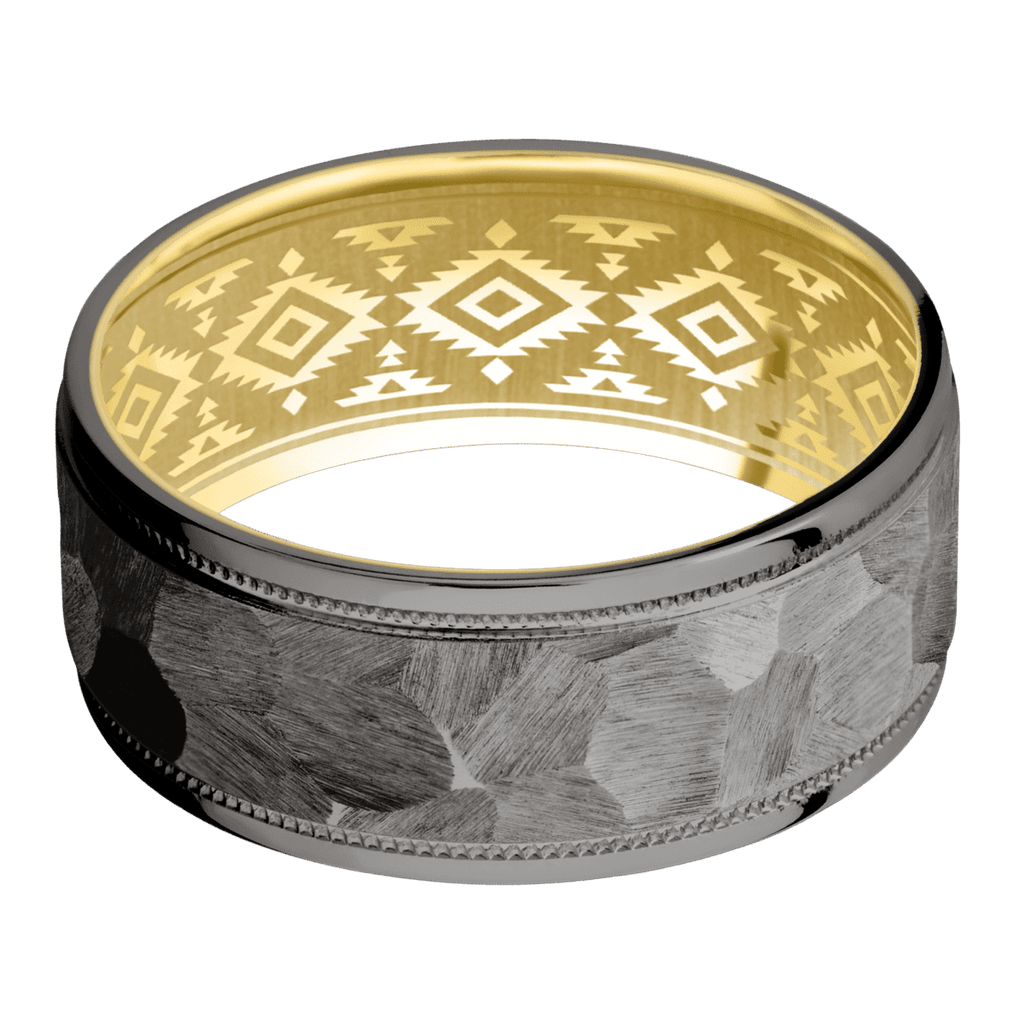 Tantalum Noir + Rock , Polish Finish + 14K Yellow Gold