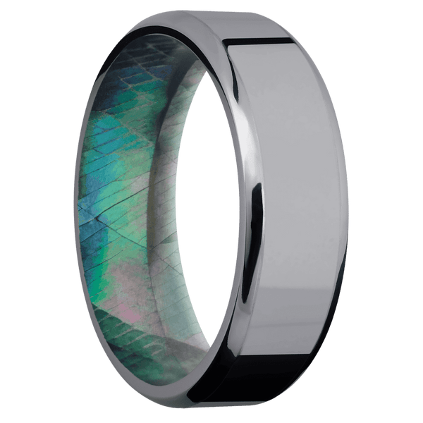 Tantalum + Polish , Polish Finish + Black Mother of Pearl Included in Sale Pricing Men's Wedding Band