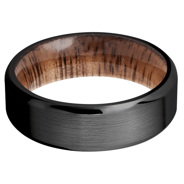 Zirconium + Satin , Polish Finish + Koa Included in Sale Pricing Men's Wedding Band