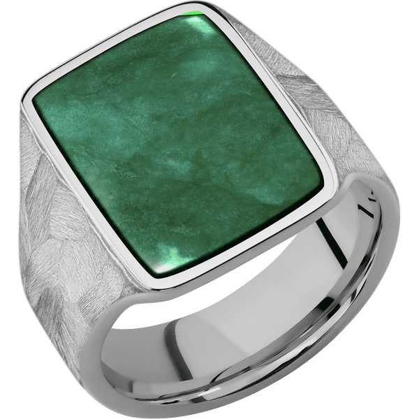 Large Rectangle signet ring (20x14.5mm) in Titanium, with a Wide style band, a Washington Green Jade inlay. All Rings Men's Wedding Band