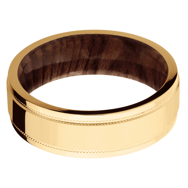 14K Yellow Gold + Polish , Polish Finish + Sequoia All Rings Men's Wedding Band