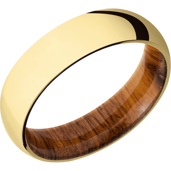 18K Yellow Gold + Polish Finish + Desert Iron Wood All Rings Men's Wedding Band