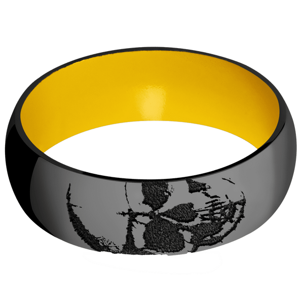 Zirconium + Polish Finish + Corvette Yellow (Gloss) All Rings Men's Wedding Band