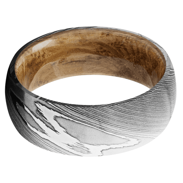 Damascus + Polish Finish + Whiskey Barrel Included in Sale Pricing Men's Wedding Band