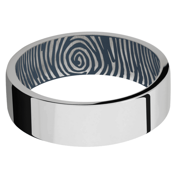 Platinum + Polish Finish + Navy Blue All Rings Men's Wedding Band