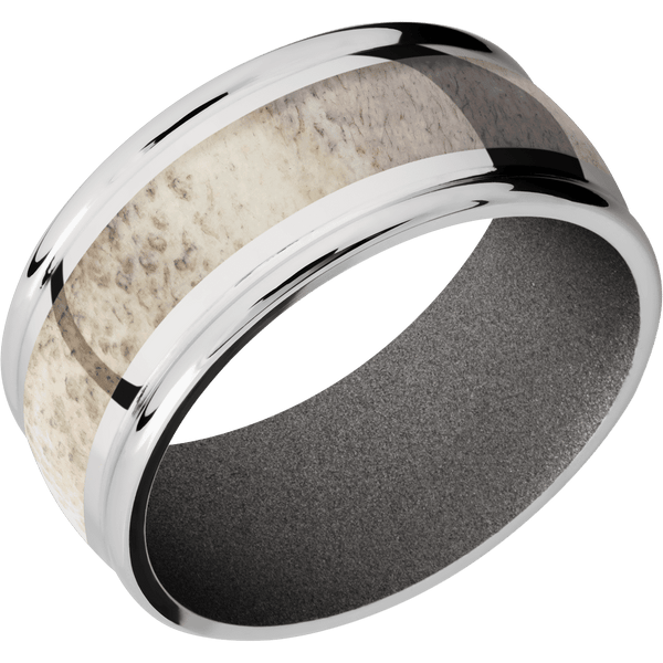 Cobalt Chrome + Polish , Polish Finish + Gun Metal Grey All Rings Men's Wedding Band