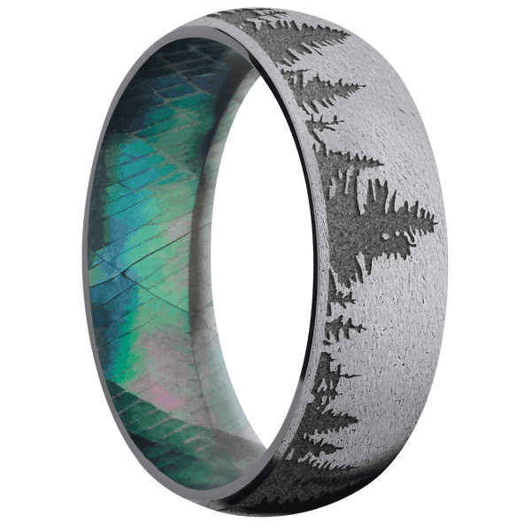 Tantalum + Stone Finish + Black Mother of Pearl All Rings Men's Wedding Band