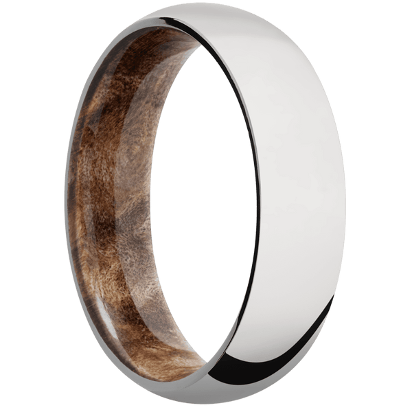 Platinum + Polish Finish + Maple Burl All Rings Men's Wedding Band