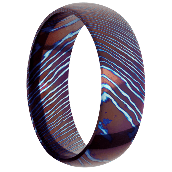 Titanium Damascus + Polish Finish All Rings Men's Wedding Band