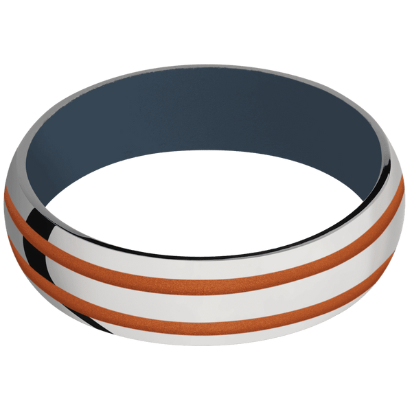 Titanium + Polish Finish + Navy Blue All Rings Men's Wedding Band